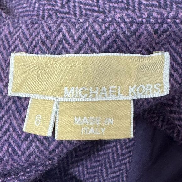 Michael Kors Made In Italy Dress Womens 6 Purple Violet Wool Herringbone Jumper - Picture 7 of 14